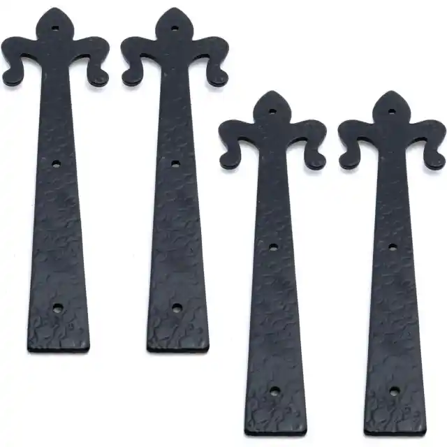 Bisagras decorativas para puerta de garaje flor de lis negro en relieve hierro fundido 10" 4 piezas hágalo usted mismo
