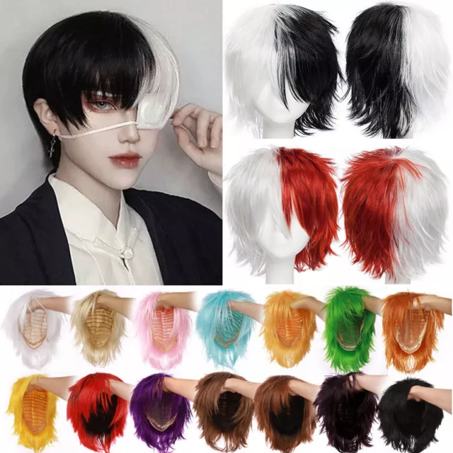 Unisex Mens Boys Anime Short Wig Cosplay Party Straight Hair Costume Full Wigs
