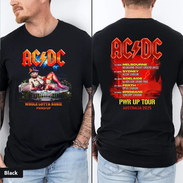 AC/DC WHOLE LOTTA Rosie Power Up Tour 2025 Shirt Australia Rock Legends ...