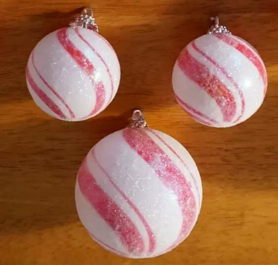 12 Candies Red & White Peppermint Candy Christmas Tree Ornaments Home Decor NEW