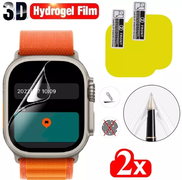 2x Hydrogel Panzerfolie Display Schutzglas für Apple Watch 8 ULTRA (49mm) 3D 9H