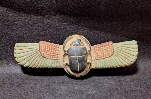 Unique Ancient Egyptian Antiquities Figure Scarab Beetle Winged Pharaonic Rare