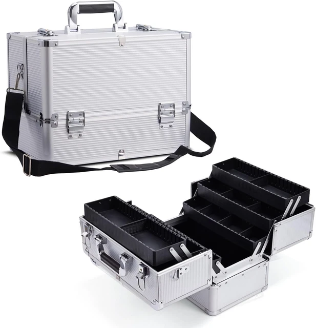 Valigetta Trucchi Professionale Con 4 Vassoi - Organizzatore Makeup Da Viaggio, Rosa Sirena - Foto 4