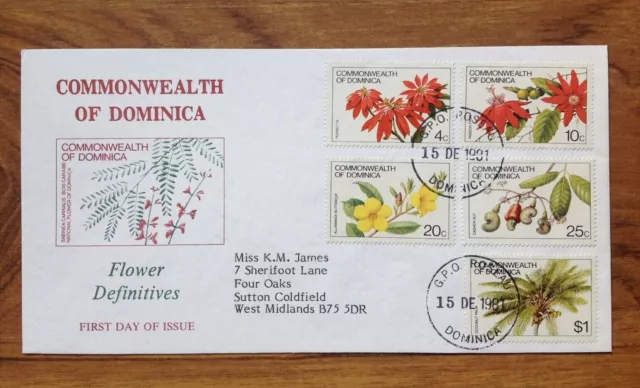 Dominica 1981 Flower Definitives FDC. Free UK Postage