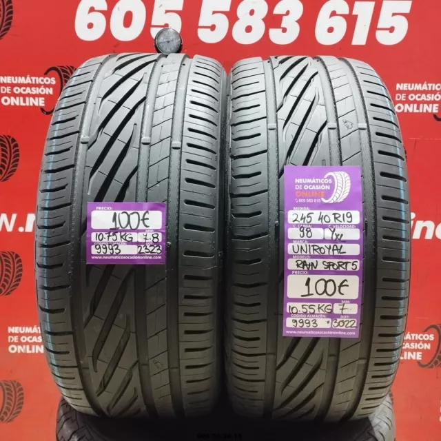 2x 245 40 R19 98YXL Uniroyal Rain SPORT5 7.0/7.8mm Réf: 9993