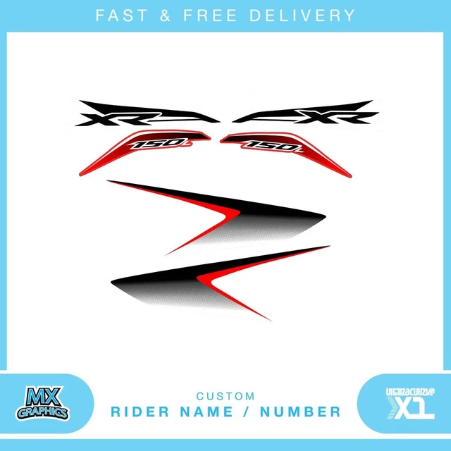 Red & Black Motocross Graphics Decal Kit For 2001-2004 Honda XR80