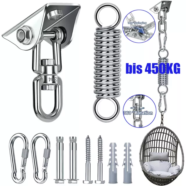 Deckenhaken Hängesessel Schwingfeder 450KG 360° Drehen Schwerlast Deckenhalterun