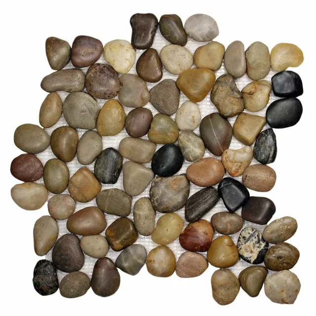 Pebble Stone Round Mixed Tile Rock Shower Wall Pebbles Backsplash Craft Mosaic