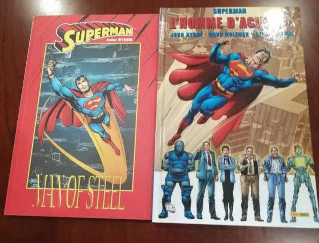 Lot de 2 comics brochés Semic et Panini Superman Man of Steel 1 et 2 John Byrne