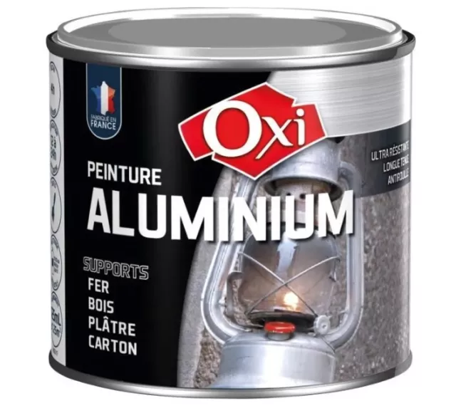 Peinture antirouille à effet métal Aluminium alu satiné tous supports 125ML OXI