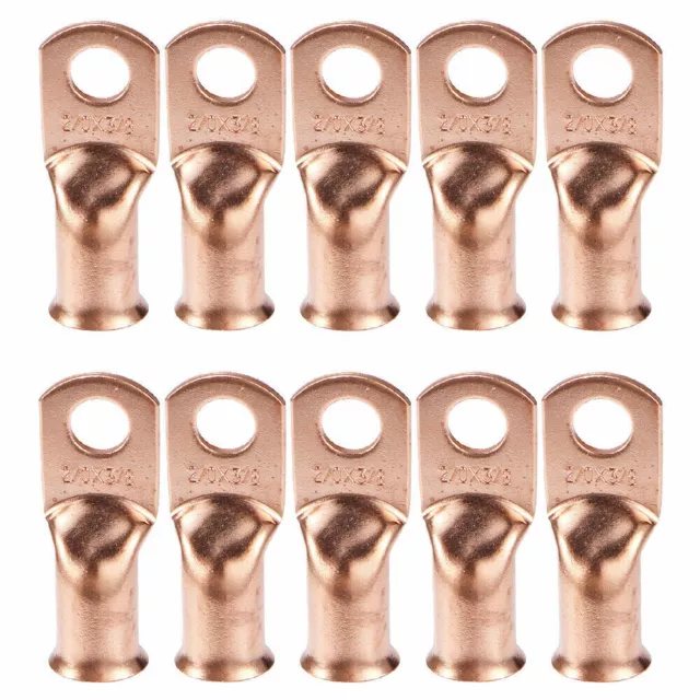 10x Gauge 2/0-3/8 Battery Cable Ends Lugs Copper Ring Terminals Wire Connector