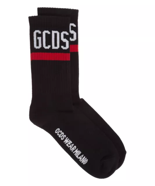 GCDS knee high socks men logo CC94M010024 Black hose
