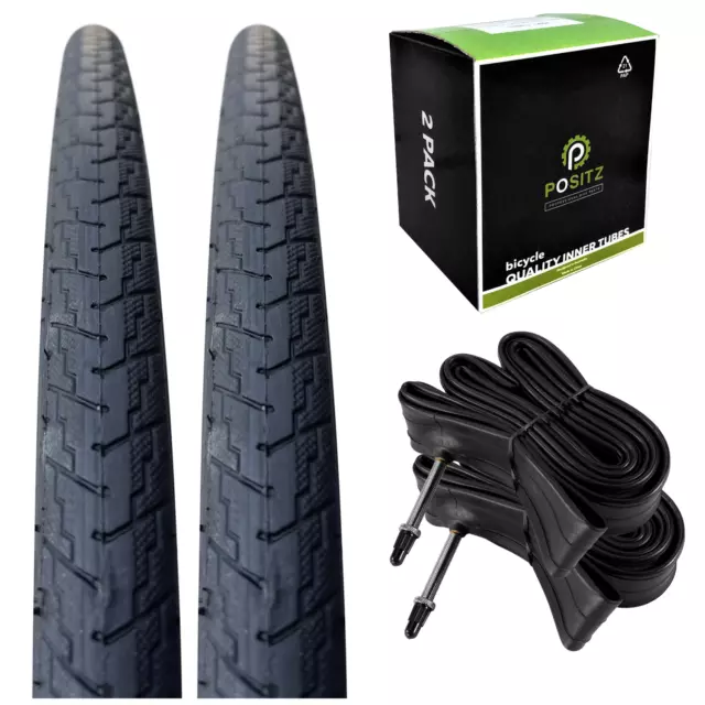 Positz Road Bike Value Bundle of 2x Tyres and 2x Tubes (700 x 25c) Presta Valve