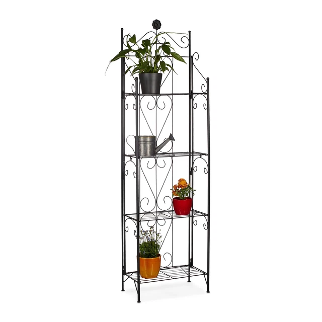 Étagère à Plantes 8 Niveaux Relaxdays – Support Métallique Noir 142 Cm, Pour 9 Pots, Intérieur & Balcon Abrité