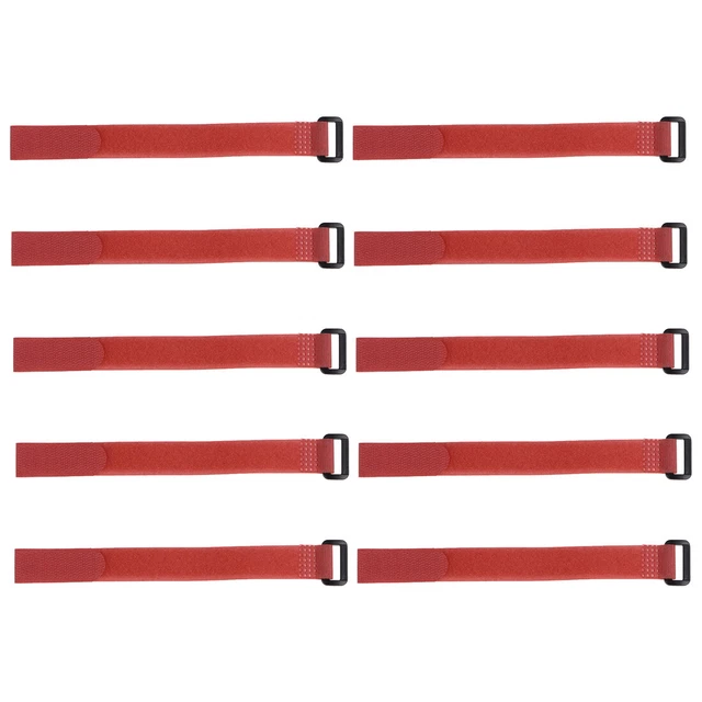 10Pcs Crochet Boucle 3/4 x 14 Pouces Sangles Fixation Réutilisable Câble Rouge