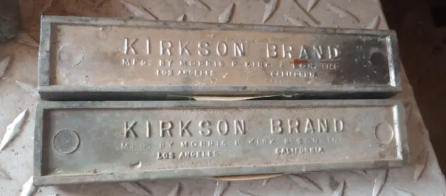 2 Kirkson 9" bars Babbitt Ingots early  1900s "special "