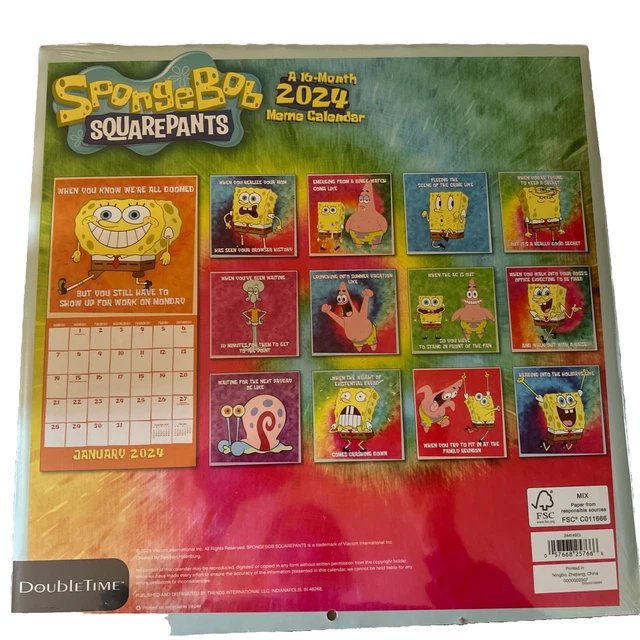 SPONGEBOB SQUAREPANTS 12X24& 16 Month Wall Calendar 2024 Patrick NEW