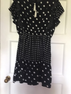 Zara Black And White Polka Dot Dress  Smart, Size Medium