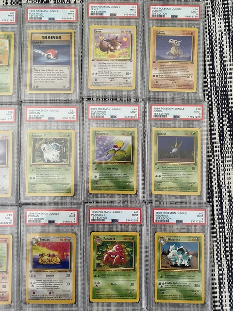 Komplettset, 1. Auflage Dschungel-Pokémon, PSA 9, 64/64, neuwertig, WOTC Vintage 10