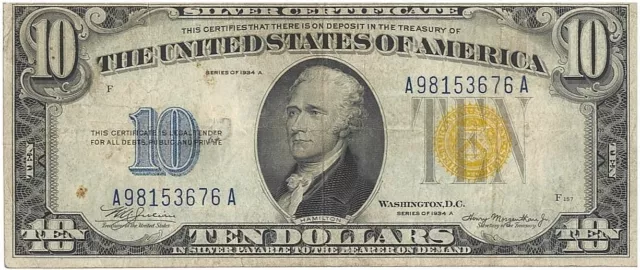 Series 1928 Ten Dollar North African Silver Certificate***ERROR***Note