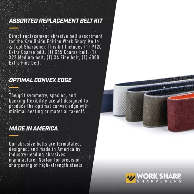 Work Sharp WSSAKO81113 Assorted Belt Kit Replacement for Ken Onion Edition 3