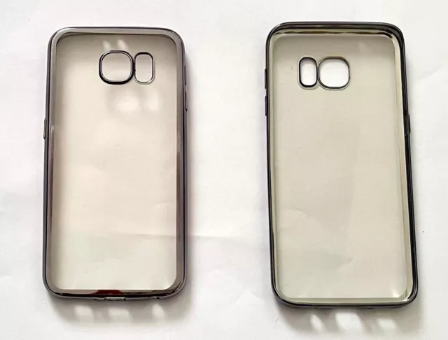 Handy Hülle Samsung Galaxy S7 EDGE Silikon Case mit glänzende Rahmen in Chrom