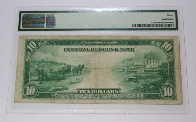 1914 PMG VF30 | US Blue Seal Silver Certificate Ten Dollar $10 Star Note #39588F 2