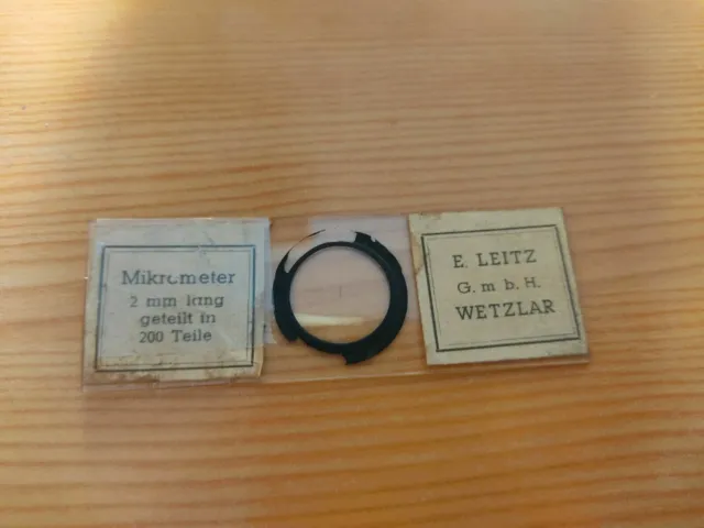 E. Leitz Wetzlar Mikrometer 2Mm Lang Geteilt In 200 Teile (Slide Is Broken!)