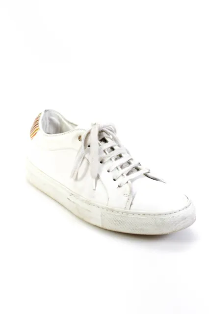 Paul Smith Womens Darted Striped Lace-Up Low Top Sneakers White Size EUR37