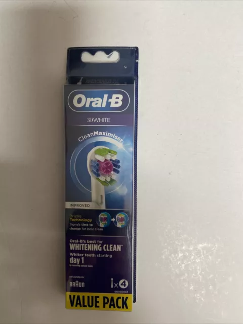 Cabezales de cepillo de dientes eléctrico blanco Oral-B 3D - paquete de 4...