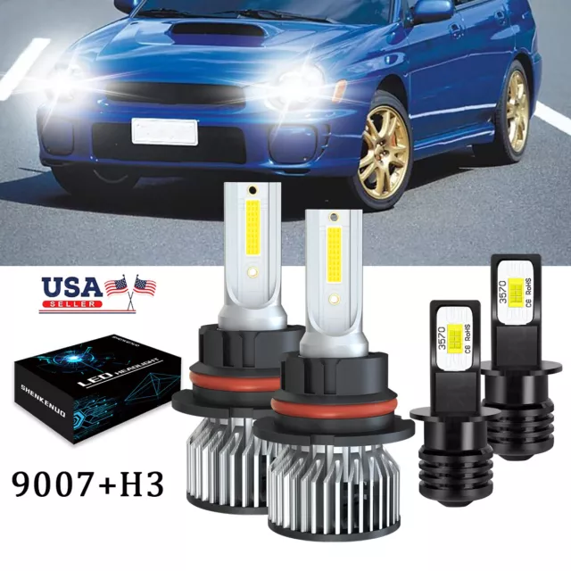 For Subaru Impreza 2002 2003 6000K LED Headlight High Low + Fog Lights Bulbs 4pc