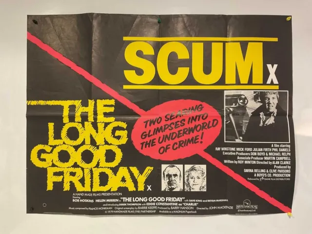 The Long Good Friday/Scum Original Double Bill Quad Cinema Poster Size 30" x 40"
