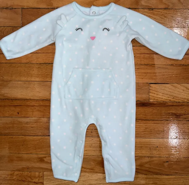Carter's Baby Girl Infant Fleece Jumpsuit Coverall Romper Polka Dot 6 Months 2