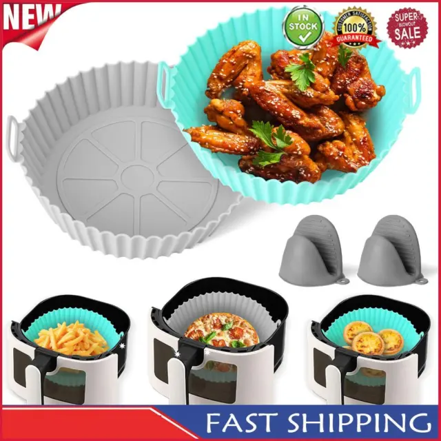 Silicone Air Fryer Liners Reusable 2 Pack-7.9 in Air Fryer Basket for Food Safe