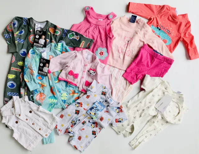 Baby Clothes Bulk Lot, Bonds, Bluey, Pjs, Size 000 And 00, Some New With Tags