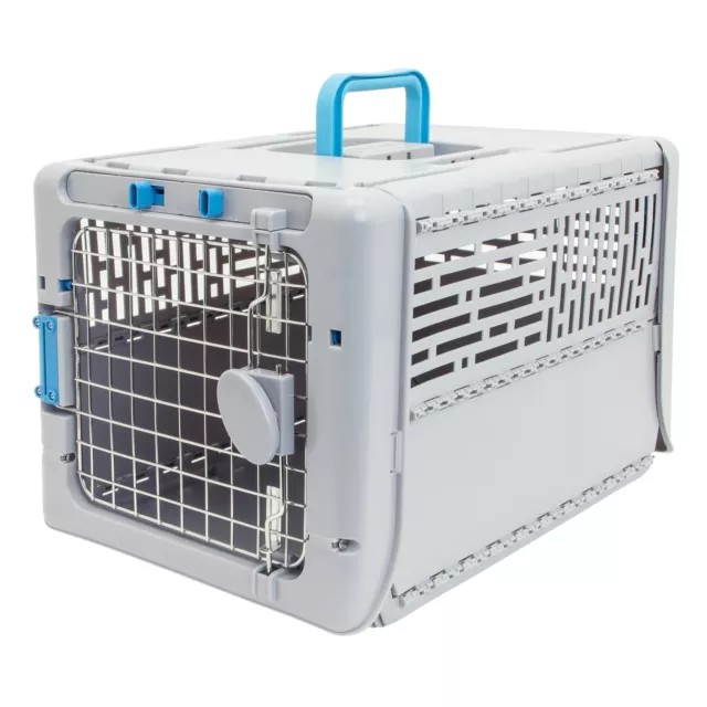 DOG KENNELS, 19& Collapsible Plastic Pet Kennel, Gray, Small, 1 Piece ...