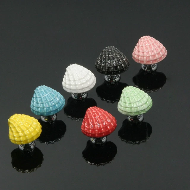 4 Pcs Ceramic Door Knob Shell Drawer Handles Dresser Drawer Pulls Cartoon