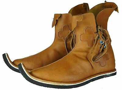 Leather Camel Color Medieval Viking Handmade Shoes For Armor Theater Reenactment