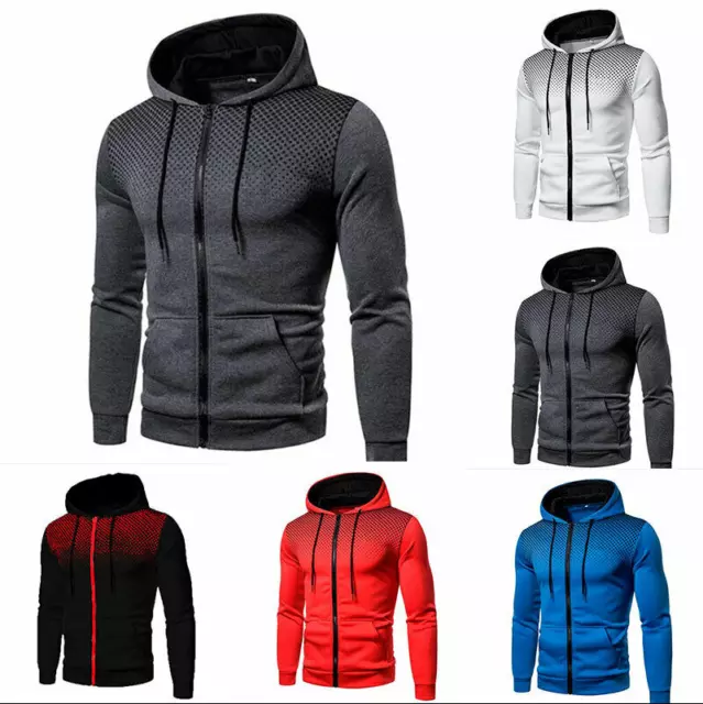 Men's Athletic Warm Soft Sherpa Lined Fleece Zip Up Sweater Hoodie Jacket Tops