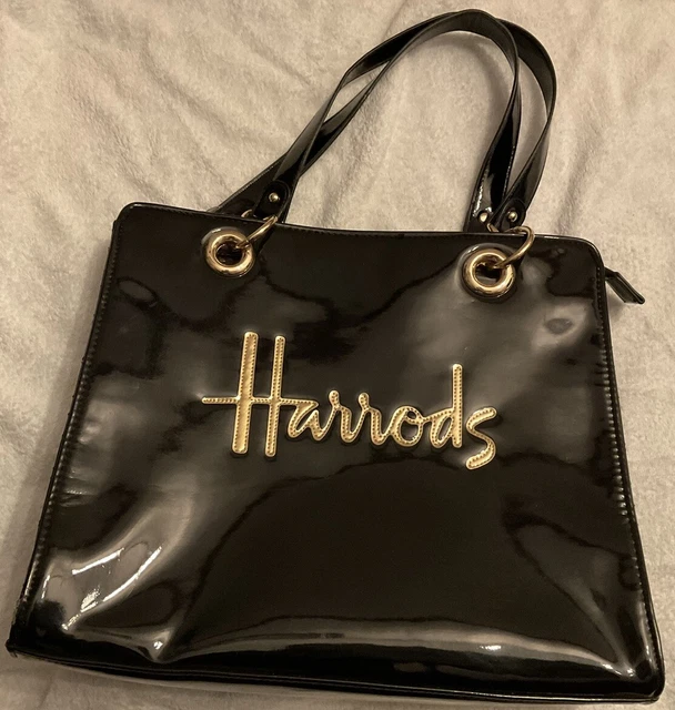 HARRODS BLACK Gold PVC Tote Bag Shopper 25.25 PicClick UK