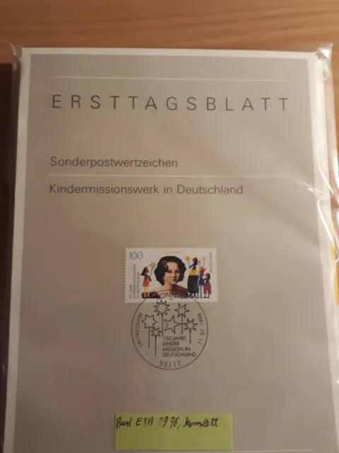 BRD ersttagsbätter etb fdc Mk kompletter Jahrgang Vollstempel  Post ESST  1996