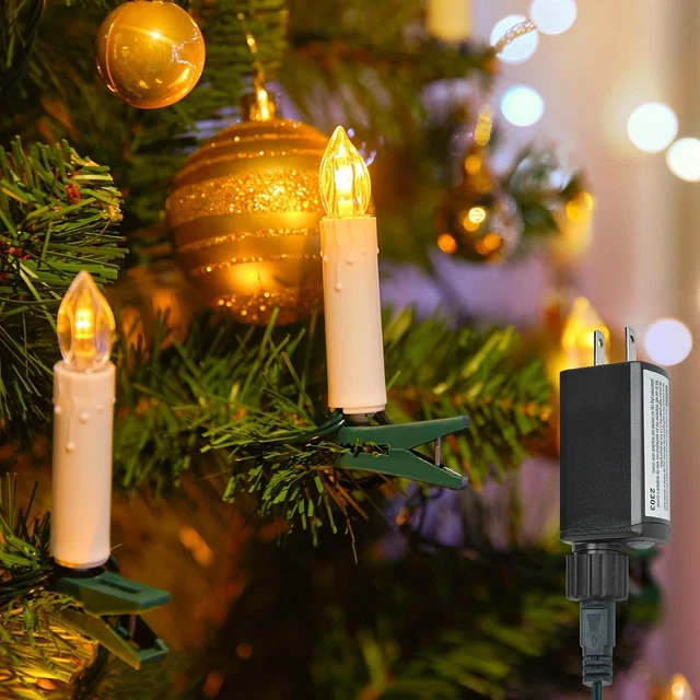 CHRISTMAS TREE CANDLE String Lights Plug In, 50 LED Flameless Candle