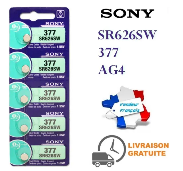 Pile bouton montres SONY 377 Argent AG4 SR66 LR626 376 SR626SW SR626 V377.
