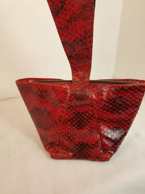 Vintage french 1940s red snakeskin handbag