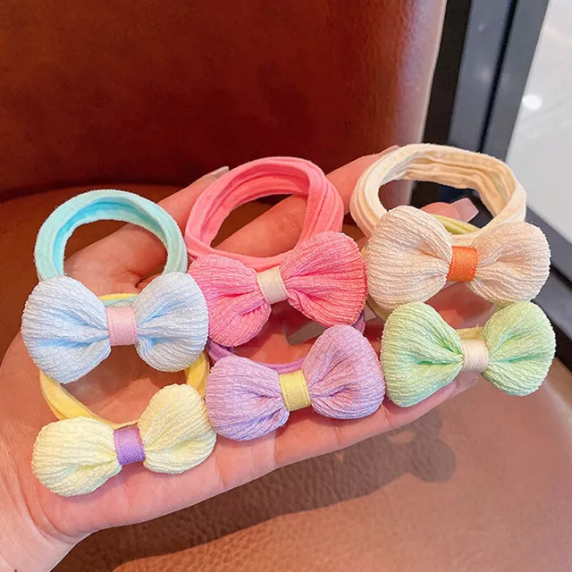 6PCS Children Sweet Cute Bowknot Hair Rope Fashion Multicolor Flower Hairbands