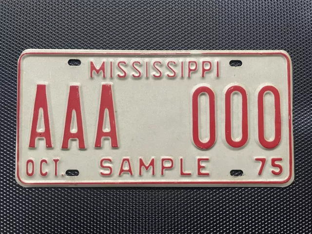 1975 Mississippi SAMPLE LICENSE PLATE AAA 000 October