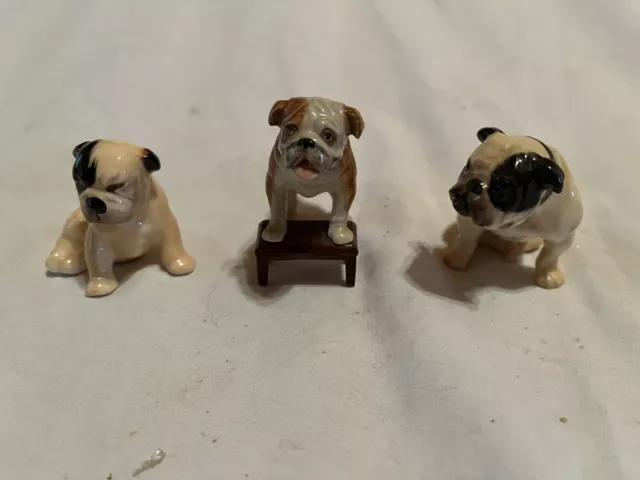 Porcelain Bulldog Statues - Lot Of Three (328/791A/1076) - (2) Royal Doulton