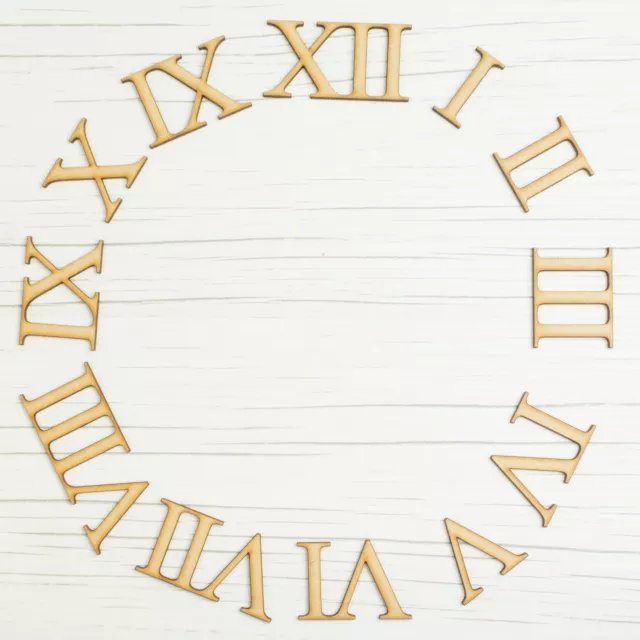 Wooden Clock Numbers - Roman Numerals - Laser Cut Wood Numbers Craft Pieces DIY