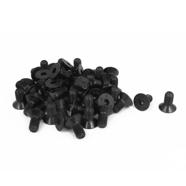 Tornillos de cabeza plana avellanado hexagonal M6 x 12mm métricas 50pcs negro