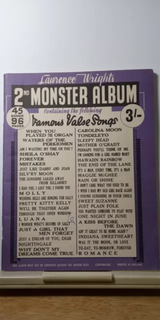 Lawrence Wright 2nd Monster Album 45 songs 96 pages vintage sheet music